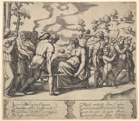 Plaat 5: Psyche gedragen op een draagstoel, uit de 