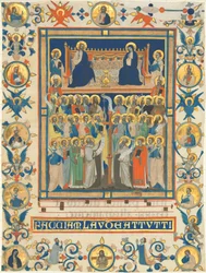 Christus en de Maagd Enthroned met Veertig Heiligen