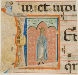Heilige vrouw in een historische initiaal "L" uit een koorboek