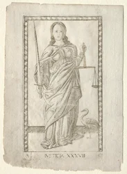 Gerechtigheid uit de Tarocchi, serie B: Kosmische Principes & Deugden, #37