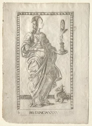 Voorzichtigheid uit de Tarocchi, serie B: Kosmische principes & deugden, #35, voor 1467
