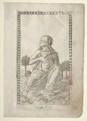 Thalia komedie, pastorale poëzie uit de Tarocchi-serie D..., voor 1467