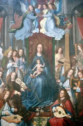 Evora Museum. Meester van het Evora altaarstuk. De verheerlijking van de Heilige Maagd. Vlaamse school 1500. Portugal.