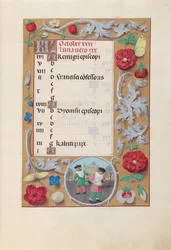 Getijdenboek van Koningin Isabella de Katholieke, Koningin van Spanje: Fol. 11r, Oktober, c. 1500
