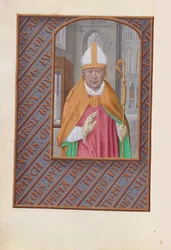 Uren van koningin Isabella de Katholieke, koningin van Spanje: Fol. 183v, St. Nicolaas, ca. 1500