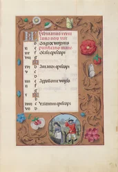 Getijdenboek van Koningin Isabella de Katholieke, Koningin van Spanje: Fol. 3r, Februari, ca. 1500