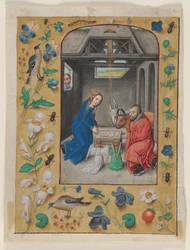 Blad uitgesneden uit een Getijdenboek: De Geboorte, ca. 1480