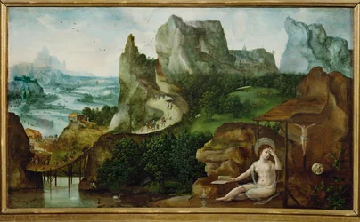 Landschap met berouwvolle heilige Maria Magdalena (schilderij op doek)