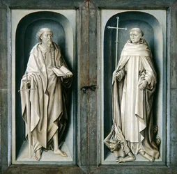 St. Paulus en St. Benedictus, gesloten panelen van het Drieluik van de Aankondiging, ca. 1483