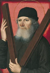 Portret van een man als Sint Andreas