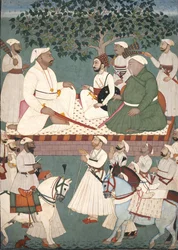 Maharaja Sidh Sen ontvangt een ambassade, ca. 1700-10