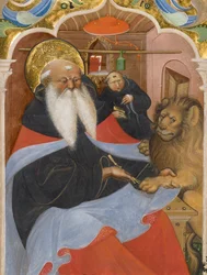Sint Hiëronymus haalt een doorn uit de poot van een leeuw