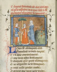 Miniatuur uit een manuscript van de Roman de la Rose door Guillaume de Lorris en Jean de Meun