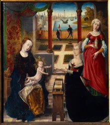 Maagd en Sint Maria Magdalena schilderij door de Meester van het uitzicht op Sainte-Gudule