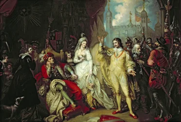 Thomas Howard, graaf van Surrey, verdedigt zijn trouw aan Richard III voor Hendrik VII na de Slag bij Bosworth, 1797