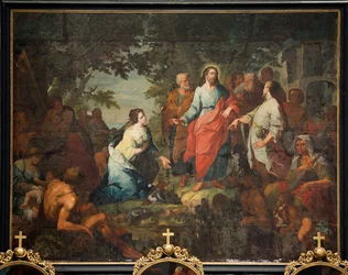 Parochiekerk (Parochiekerk Sint-Maarten). Schilderij. "Jezus en de Samaritaanse vrouw". Matthijs De Visch