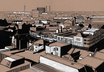 Croydon View, 2016 (acrylinkt op board)