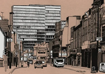 South End - Croydon, 2016 (acrylinkt op board)