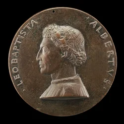 Leone Battista Alberti, 1404-1472, architect en schrijver over kunst en wetenschap [voorzijde], 1446-1450