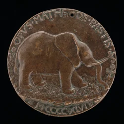 De Malatesta-olifant in een weide [achterzijde], 1446