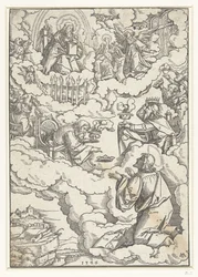 Dutch: Visioen van Johannes de Evangelist met tronende God en de vierentwintig oudsten