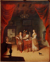 Een geleerde en zijn vrouw in een interieur