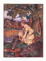 Kom naar buiten witte hert, illustratie uit Lady Anns Sprookjes, 1914