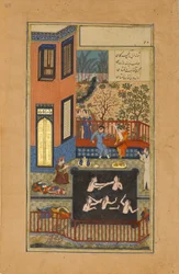 De afluisteraar, Folio 47r uit een Haft Paikar Zeven Portretten van de Khamsa, ca. 1430