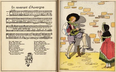 Terug uit Auvergne. kinderliedje (gravure)