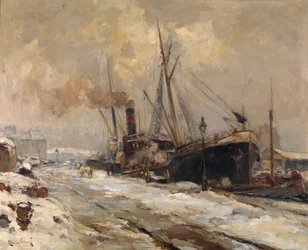 Haven van Antwerpen in de winter
