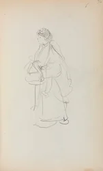Italiaans schetsboek: Staande vrouw met een tas, pagina 56, 1898-1899