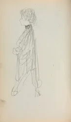 Italiaans schetsboek: Staande vrouw in profiel, pagina 51, 1898-1899