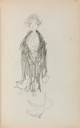 Italiaans schetsboek: Staande vrouw met sjaal pagina 54, 1898-1899
