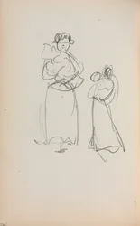 Italiaans Schetsboek: Twee Staande Vrouwen met Baby