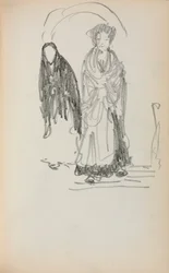 Italiaans schetsboek: Twee staande vrouwen, pagina 123