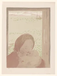 Moeder met baby voor een venster