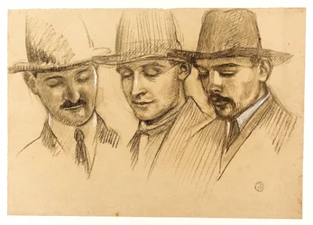 Portretten van père Couturier, Charles Plessard en André Lecoutey. Studie voor de Dutuit-koepel: de drie architecten van de Franse School in Rome
