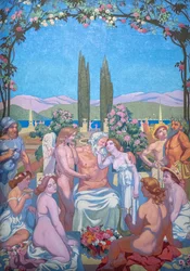 Het verhaal van Psyche, Paneel V. Jupiter schenkt Psyche onsterfelijkheid en viert haar huwelijk met Eros