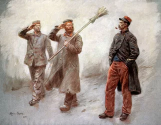 In Duits gevangenenkamp in Dinan (Bretagne, Frankrijk) tekening door Maurice Orange