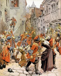 Les Dragonnades: verspreiding van een protestantse familie door de troepen van draken