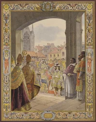 Proclamatie van de meerderjarigheid van koning Lodewijk XIV, de aankomst bij Sainte-Chapelle