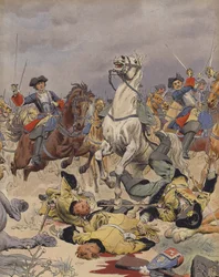 De slag bij Malplaquet, laatste aanval van de Franse cavalerie
