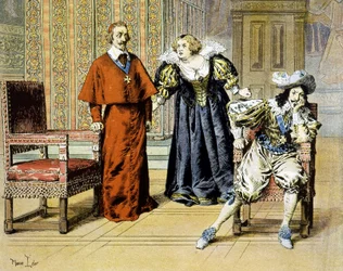 De Dupe Dag (11/11/1630): Richelieu blijft onbewogen onder de beledigingen van Marie de Medici - in "Richelieu" door Maurice Leloir
