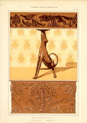 Art Nouveau diermotieven: hond, fazant en bijen (litho)