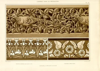Sierfriezen met diermotieven (litho)