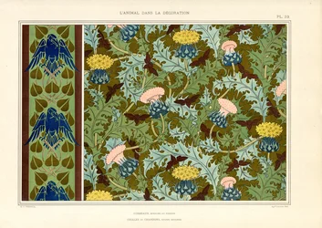 Distelversiering met insecten en raven (litho)
