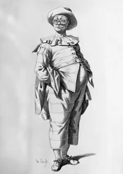 Tartaglia, illustratie voor Liefde voor drie sinaasappels, commedia dell