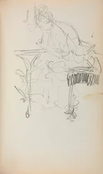 Italiaans schetsboek: Zittende vrouw naait (pagina 153)
