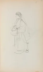 Italiaans schetsboek: Staande vrouw met tas (pagina 56)