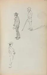 Italiaans schetsboek: Drie staande mannen (pagina 44)